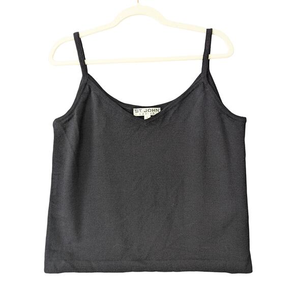 St. John Womens Black Wool Blend Tank Top Spaghetti Straps Minimalist Size Large - Picture 1 of 8